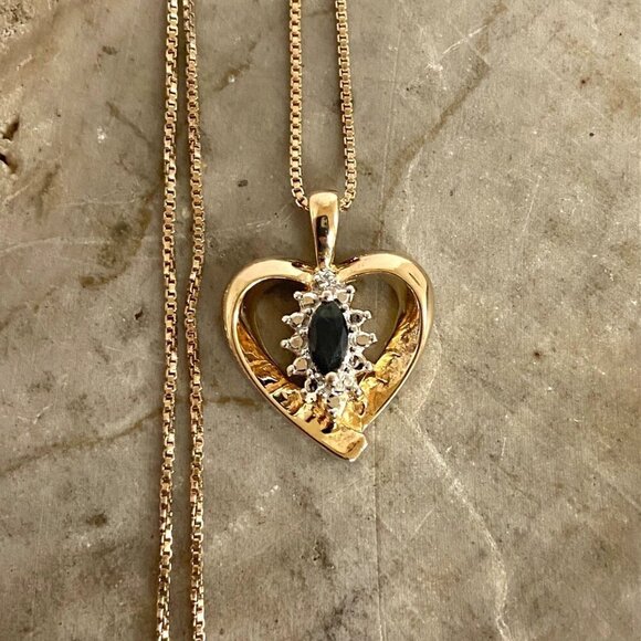 Ross-Simons Gold Vermeil Sterling Silver 925 Sapphire Heart Pendant Necklace 18" - Picture 4 of 16